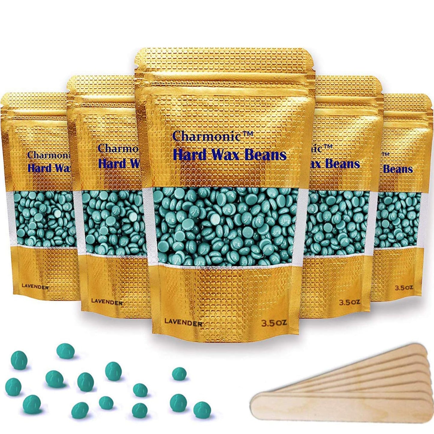 1.1 lb/ 500g Wax Beads, 17.5 Oz Hard Wax Beads, Hard Waxing Beads for Face, Eyebrow, Brazilian, Legs, Body and Bikini Hair Wax Removal, Wax Beans, at Home Waxing Kit for Women & Men (5 Packs)