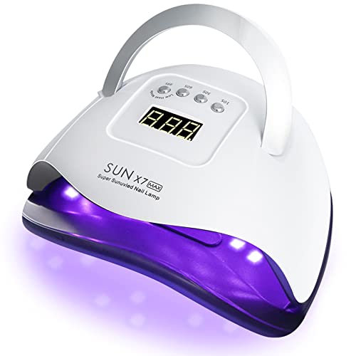180W UV LED Nail Lamp with 57 Beads, Kisrioa UV Light for Nails Gel Polish, Professional Nail Gel Polish Dryer Curing Lamp Auto Sensor 4 Timer Setting Portable Nail Art Tools for Fingernail Toenail