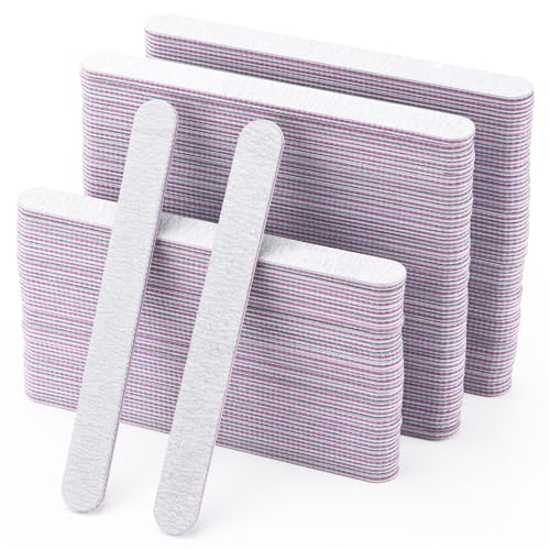 100 Pieces Nail Files 100/180 Grit Double Sided Emery Board Reusable Buffering Files for Natural Nails and Acrylic Nails